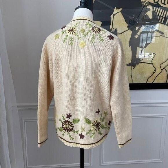 Vintage 50s Hand Fashioned Hand Loomed 100% Virgin Wool Button Cardigan M - Picture 5 of 11